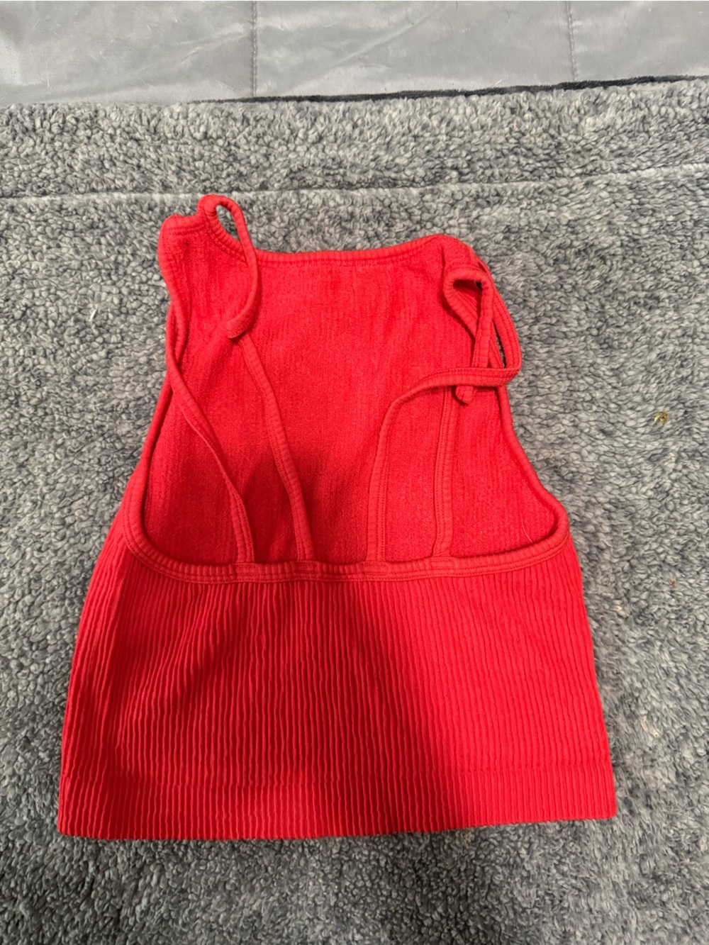 Red Ribbed Crop Tank Top - Picture 2 of 3